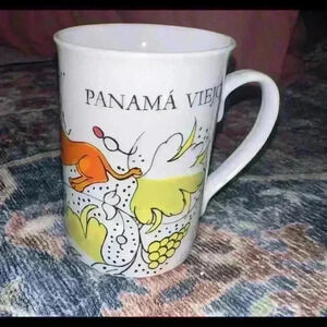 Vintage Panama Viejo Coffee Mug Design  Hand Painted Cup